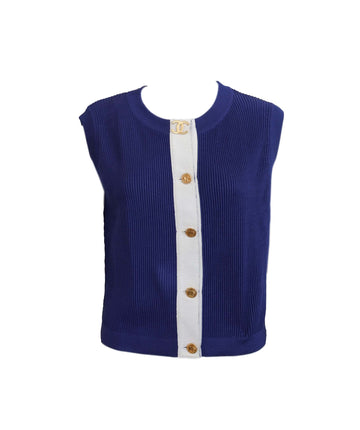 Chanel CC Ribbed Top Blue  DXBS1269