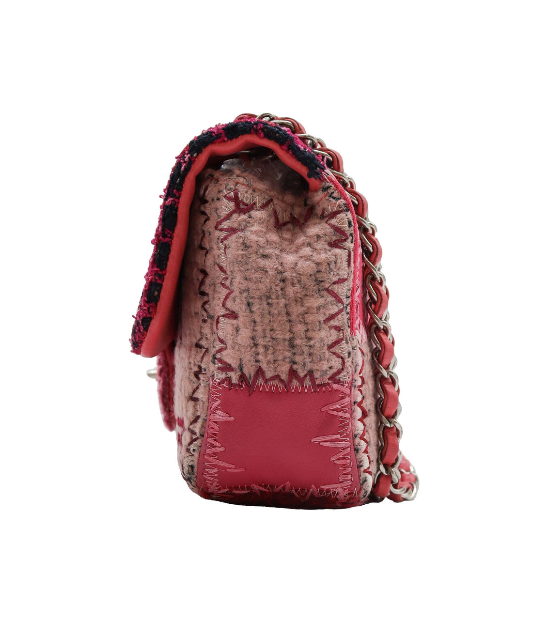 CHANEL CHAIN SHOULDER BAG PATCHWORK MULTICOLOR CANVAS LEATHER DXBS2197