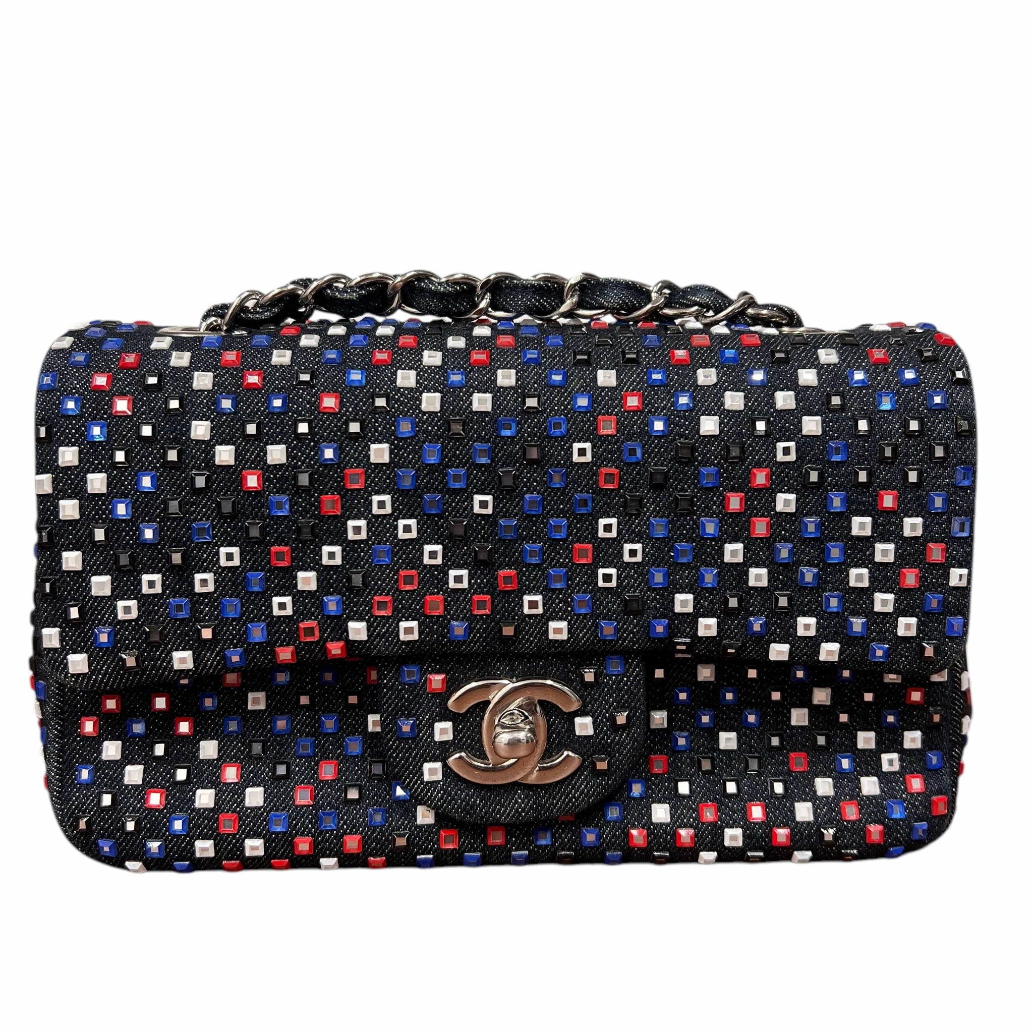 CHANEL Coco Mark Bijou Chain Shoulder Bag Denim Multicolour GHW B0912DQZDY