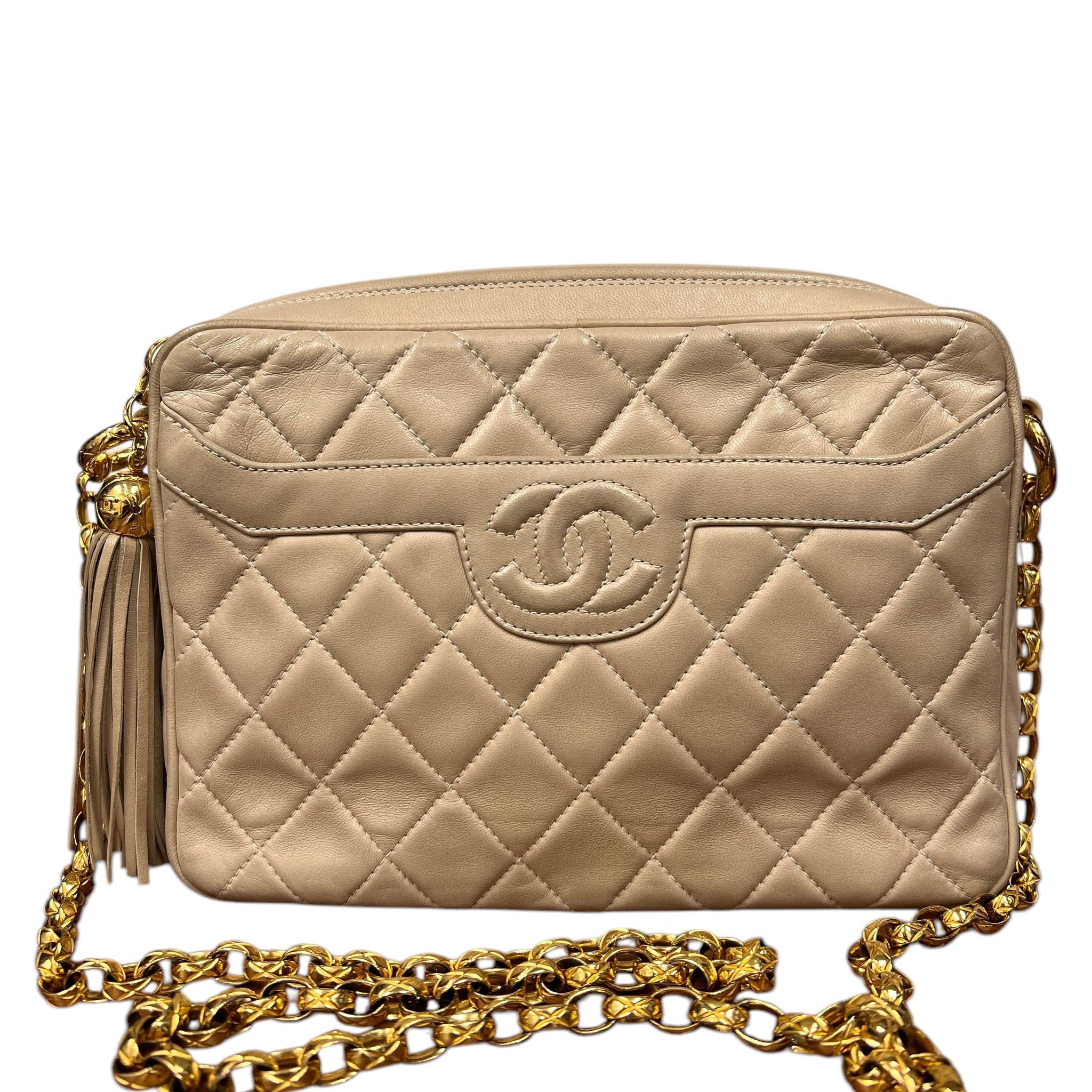 CHANEL Coco Mark Brilliant Chain Shoulder Bag Lambskin Beige GHW B0829WASLH
