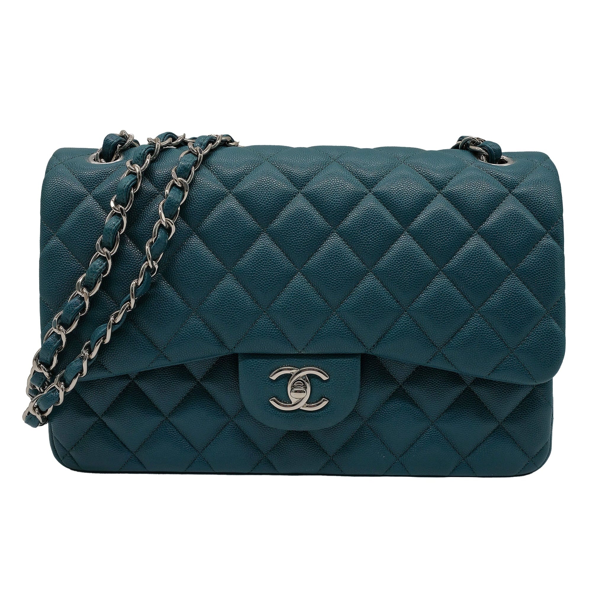 Chanel Jumbo Green Double Classic Flap Shoulder Bag RJC3741