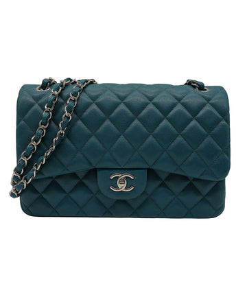 Chanel Jumbo Green Double Classic Flap Shoulder Bag RJC3741