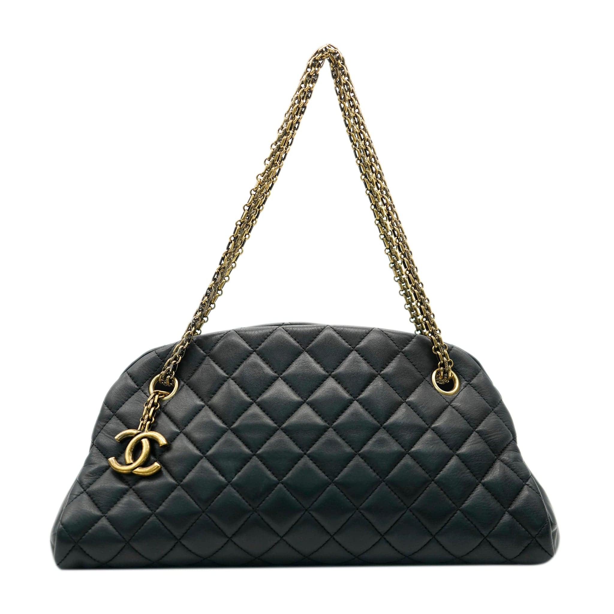 CHANEL MADEMOISELLE BOWLING CHAIN TOTE BAG BLACK LAMB SKIN 90213934 DBXS0663
