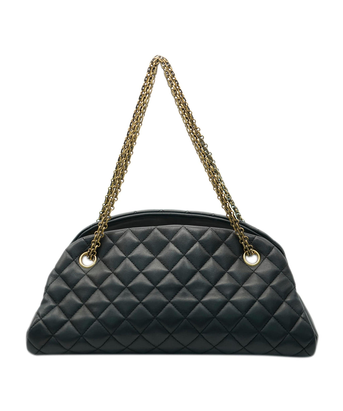 CHANEL MADEMOISELLE BOWLING CHAIN TOTE BAG BLACK LAMB SKIN 90213934 DBXS0663