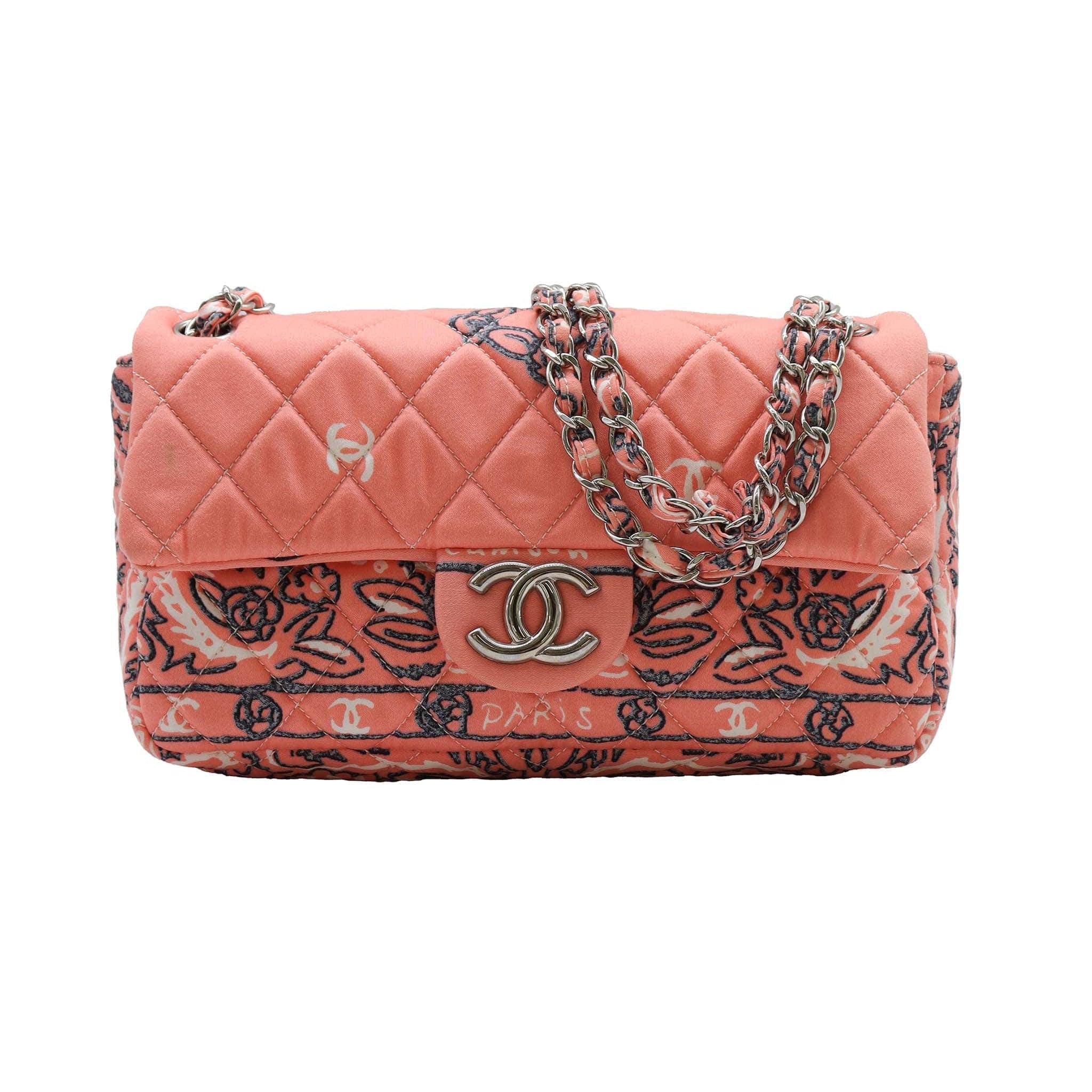CHANEL Matelasse Canvas ChainShoulder Pink DXBS2282