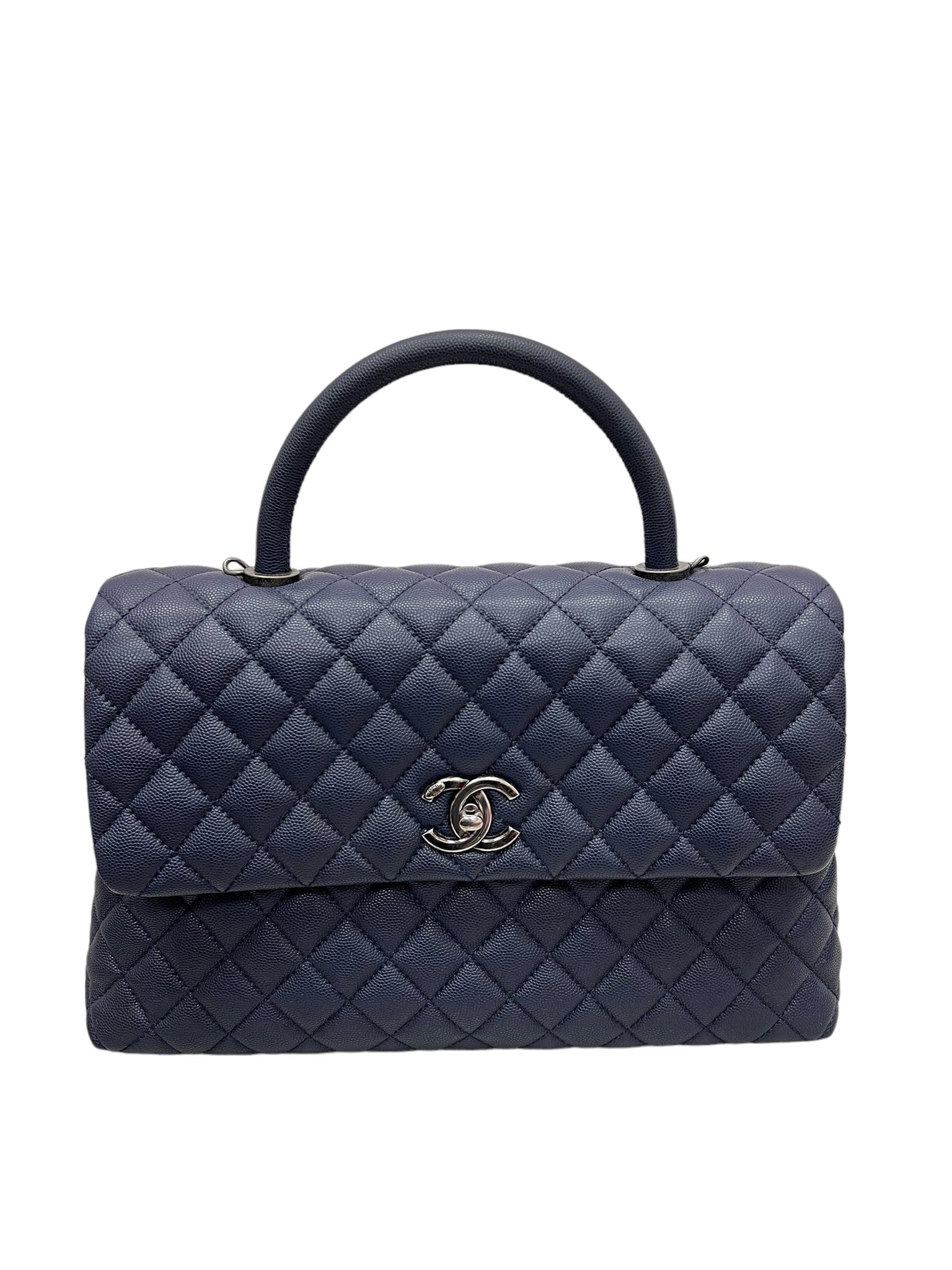 Chanel Medium Coco Handle Navy Caviar RHW #23 SYC1167