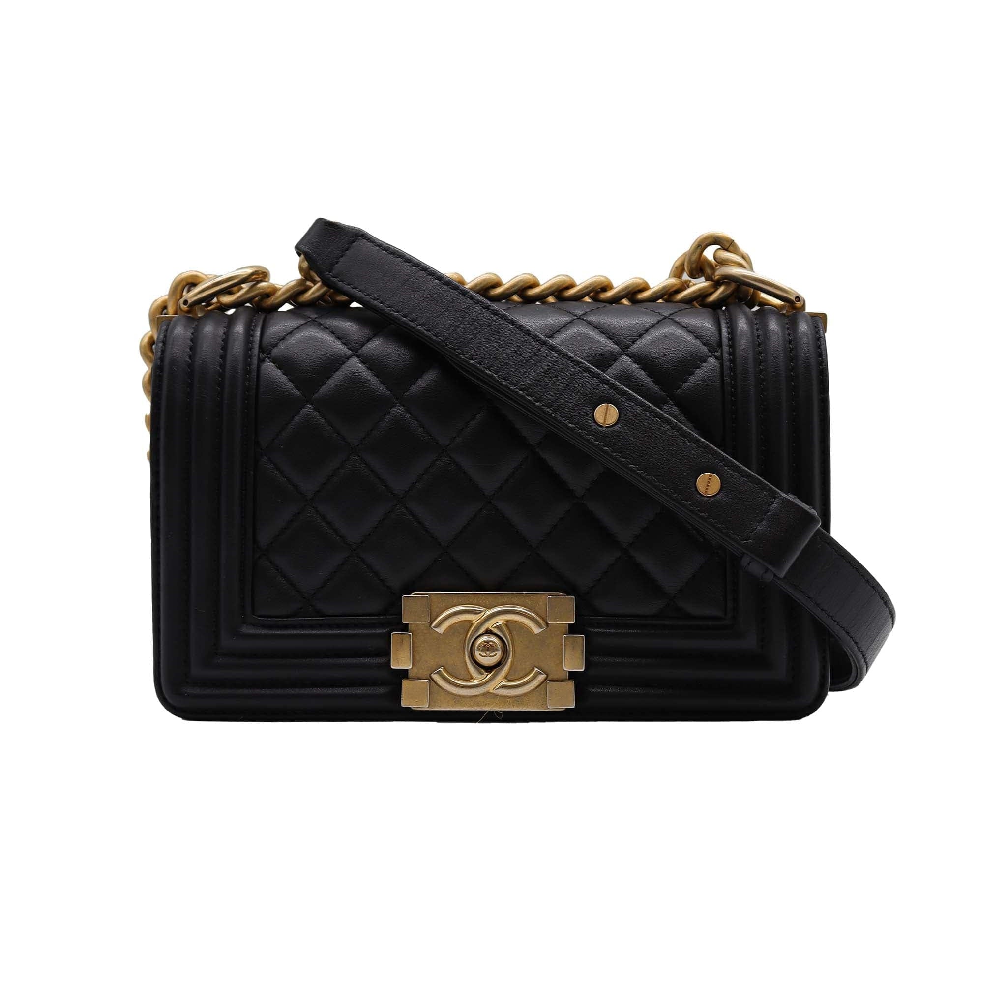 Chanel Mini 8" Boy Calf GHW Black DXBS2348