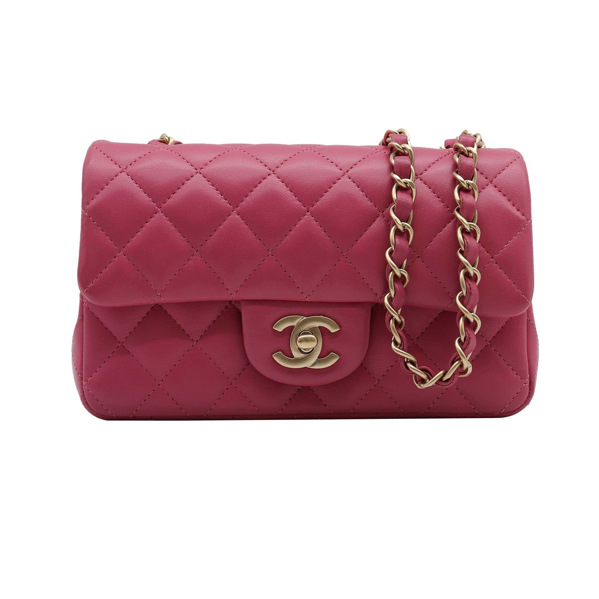 Chanel Mini 8" rec lamb GHW Hot Pink DXBS2336