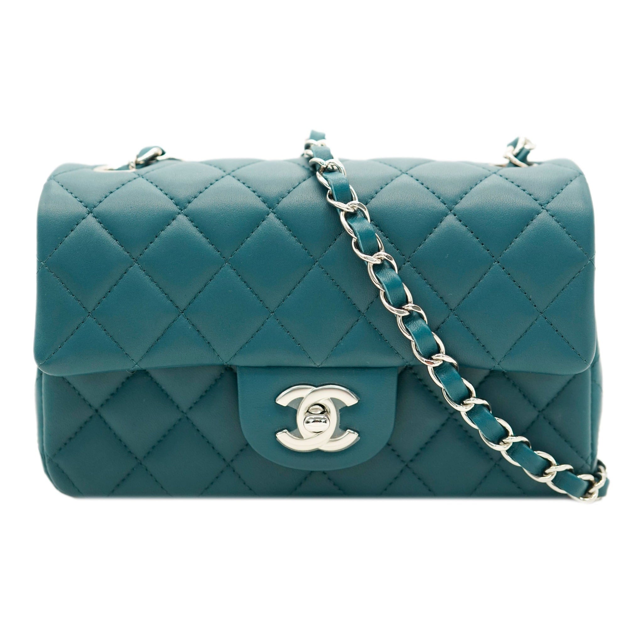 Chanel Mini Teal Rectangle With Silver Hardware ALC1868