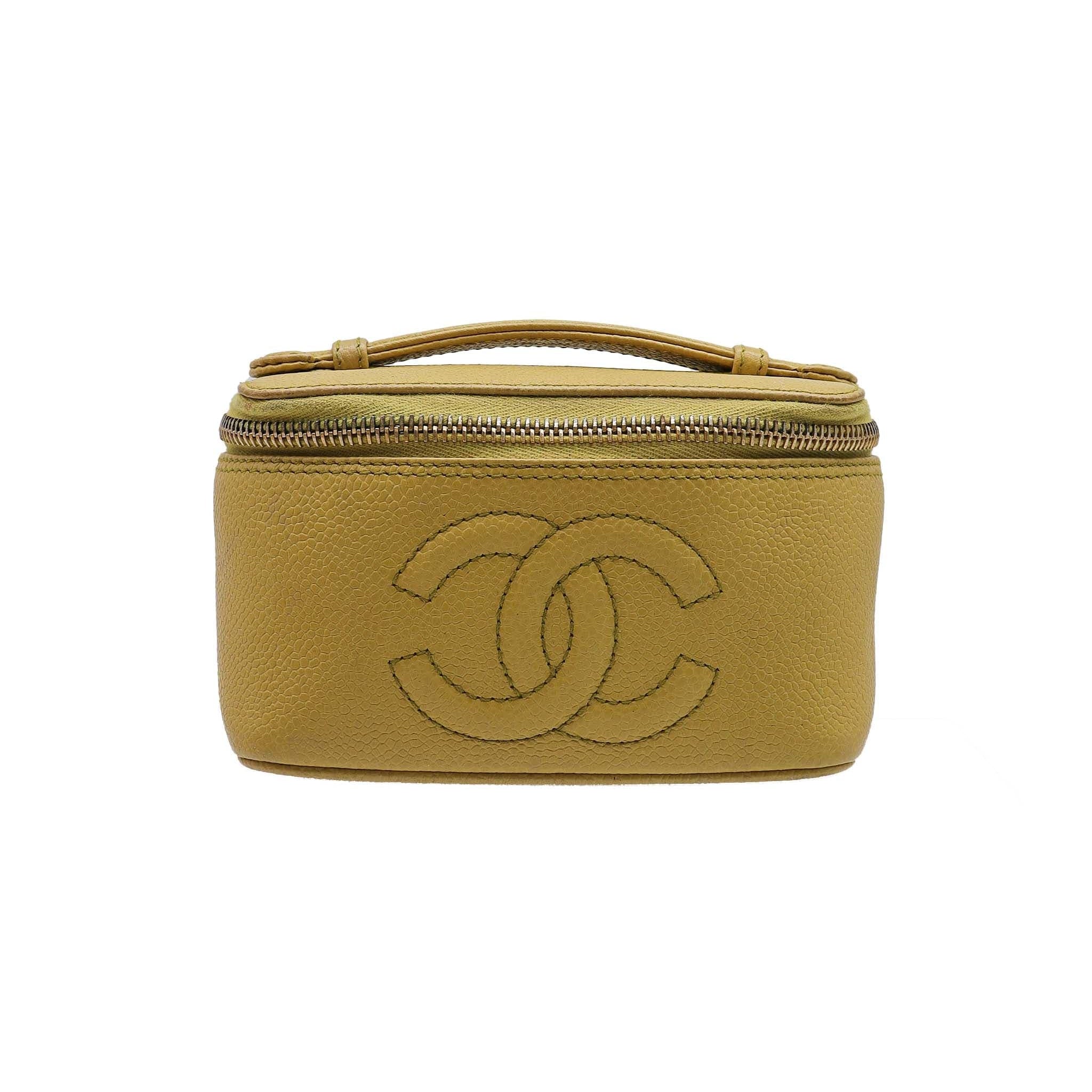 Chanel Mini Vanity w/ Mirror Caviar Yellow DXBS2363