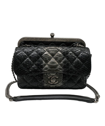 Chanel Python Black Chain Shoulder Bag RJC3737