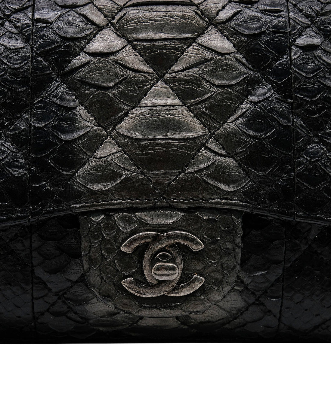 Chanel Python Black Chain Shoulder Bag RJC3737