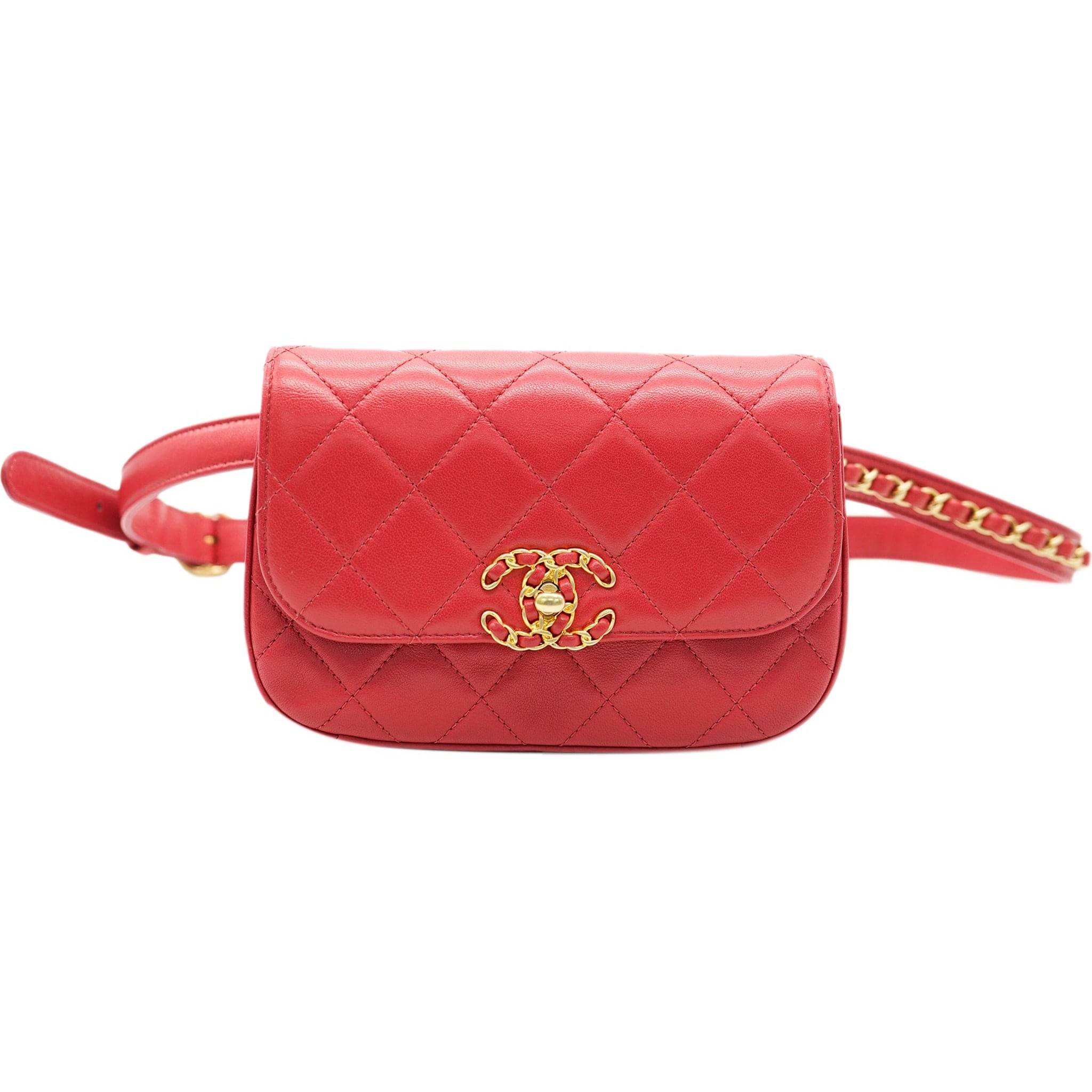 Chanel Quilted Lambskin Red Infinity Waist Belt Bag ALC1984
