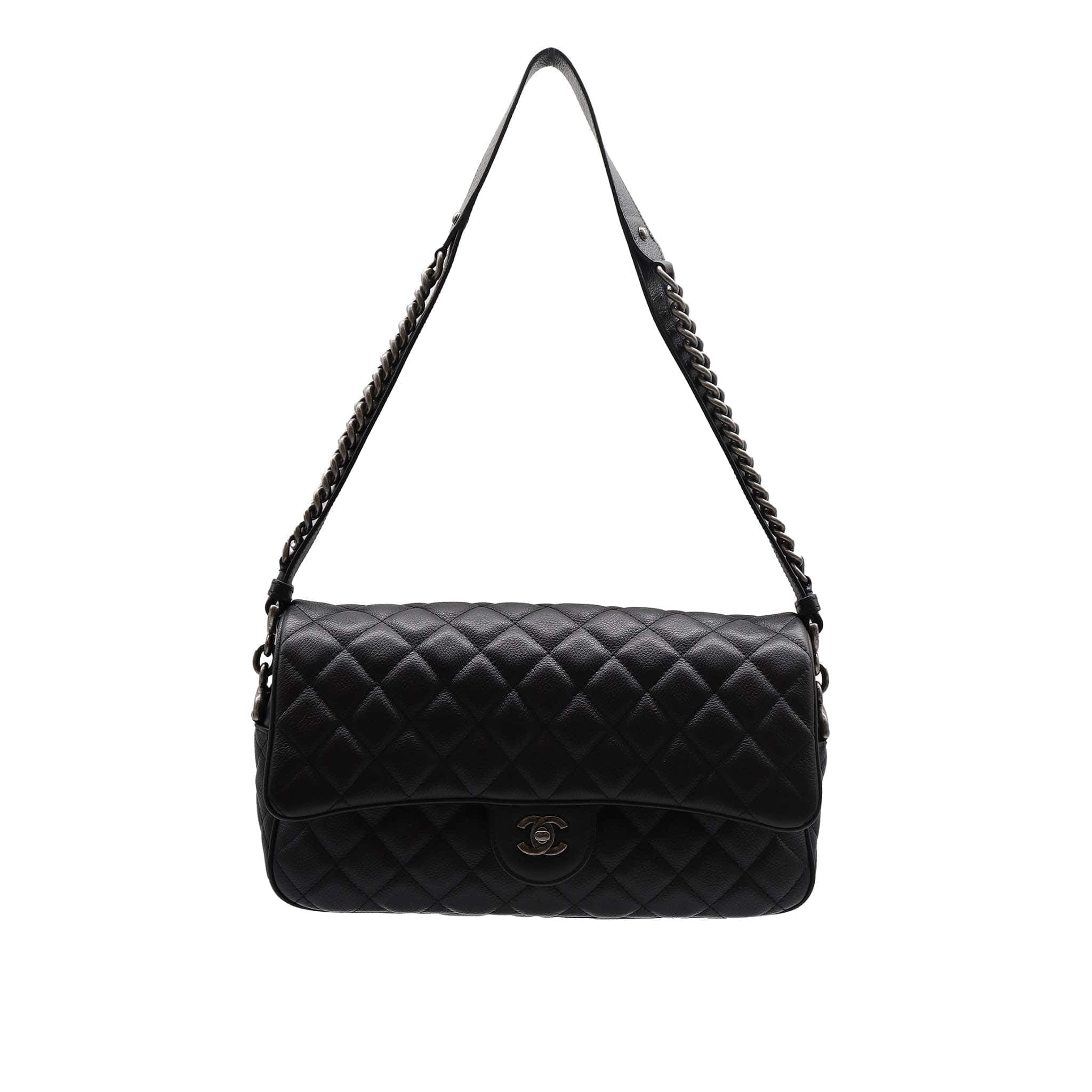 CHANEL QUILTED LEATHER LARGE BLACK CAVIAR CASUAL ROCK FLAP BAG RJC4442