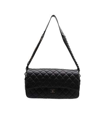CHANEL QUILTED LEATHER LARGE BLACK CAVIAR CASUAL ROCK FLAP BAG RJC4442