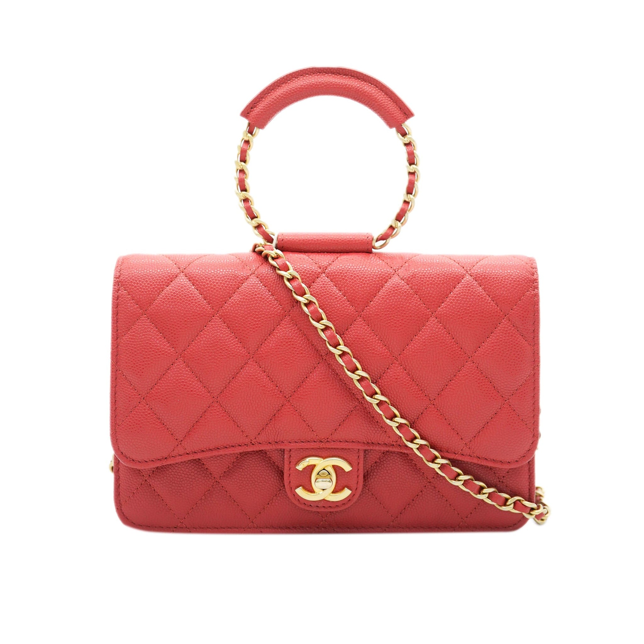 Chanel Red Caviar Top Handle Crossbody Bag  ALC1900