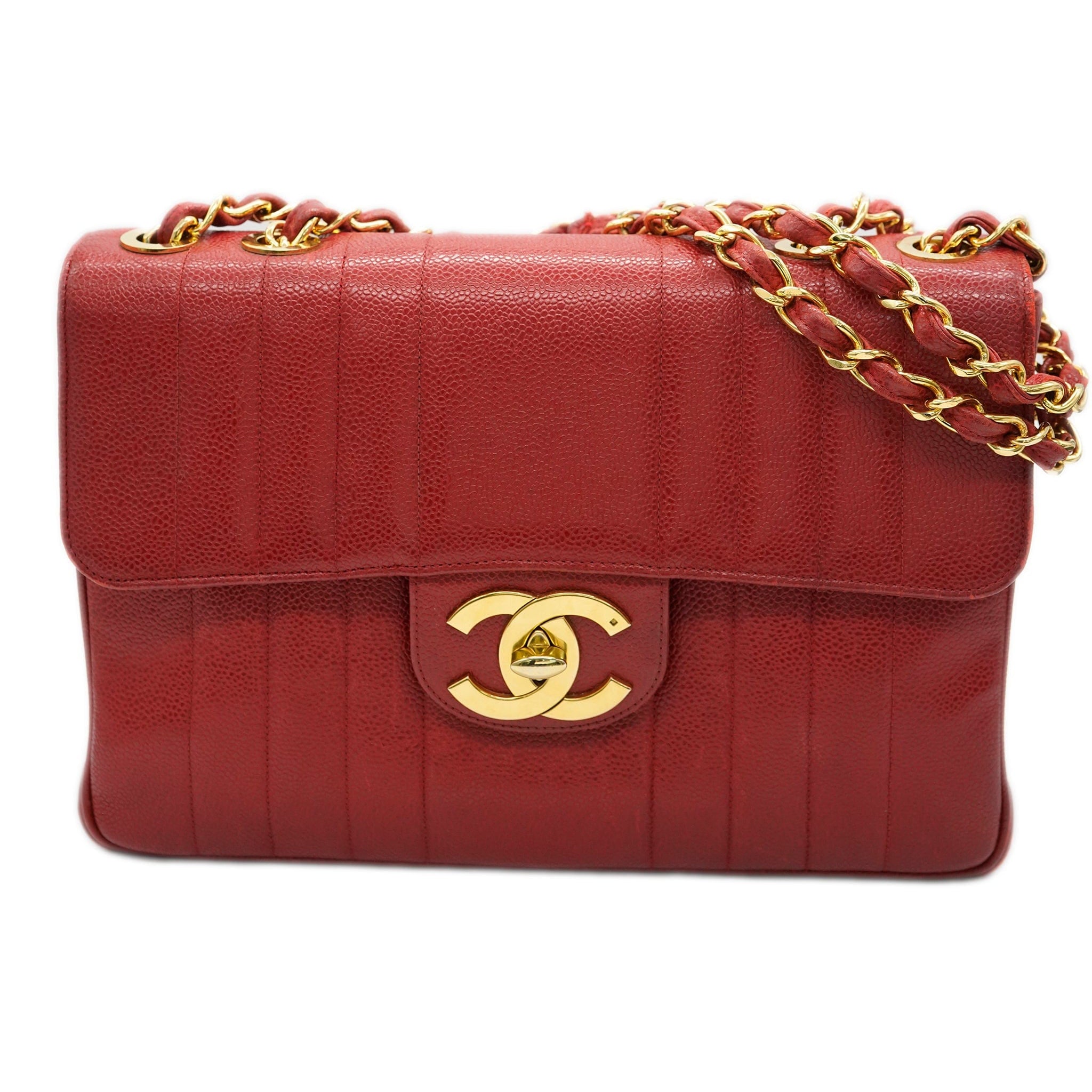 Chanel Red Jumbo Mademoiselle caviar bag - Comes with Box and Dustbag  - AJC0721