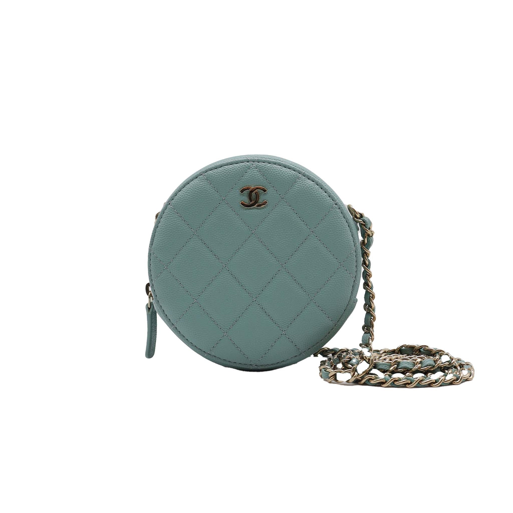 Chanel Round Vanity Bag Caviar GHW Blue DXBS2362
