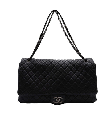 Chanel XXL Black Caviar Leather Classic Flap Bag SHW DXBS2321