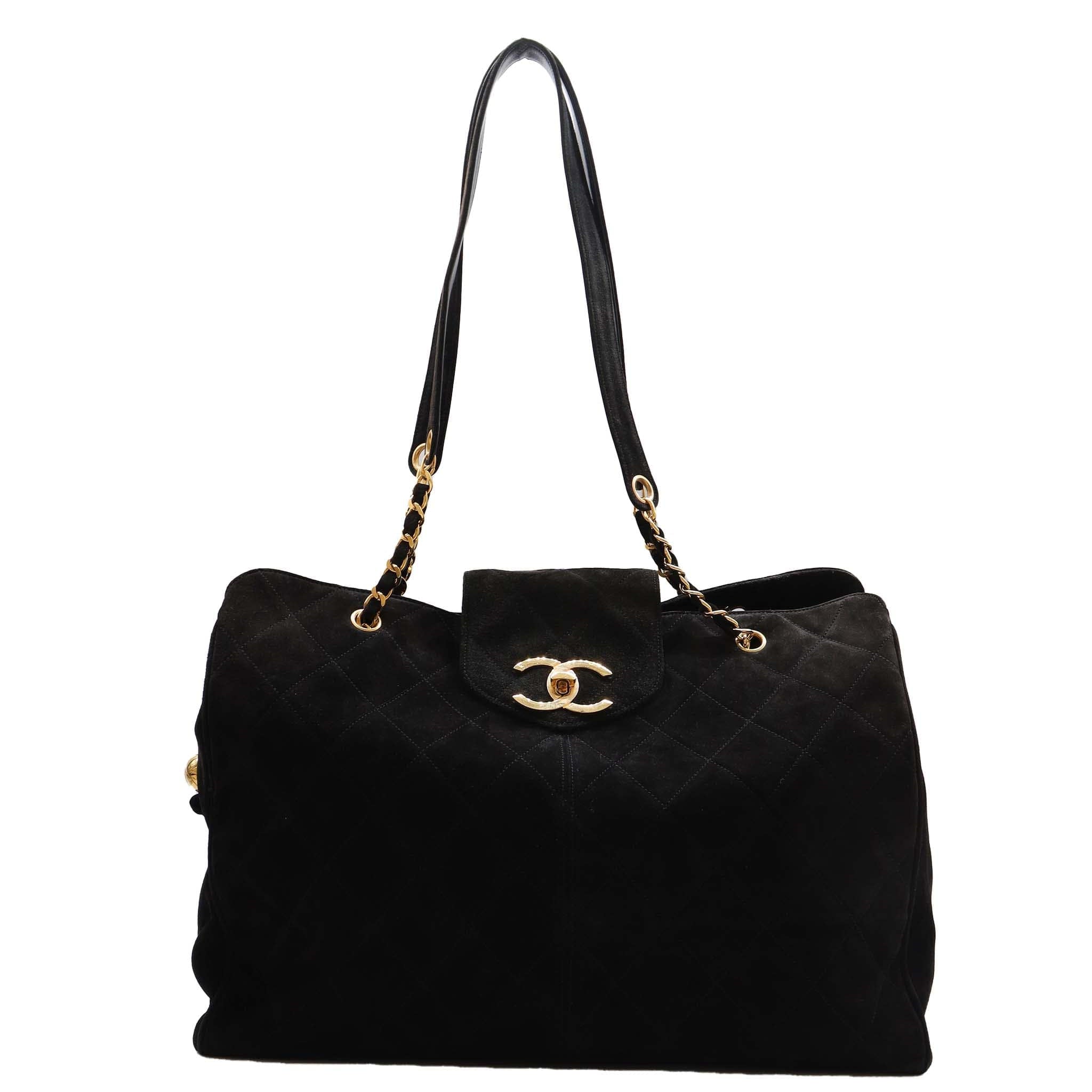 Chanel Suede Quilted XXL Supermodel Tote Bag CC GHW DXBS2768