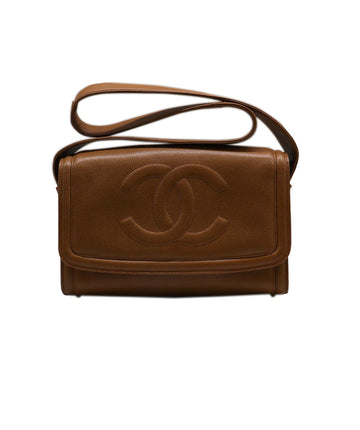 CHANEL VINTAGE BIG COCO SHOULDER BAG CAMEL CAVIAR SKIN 90234745 90234745