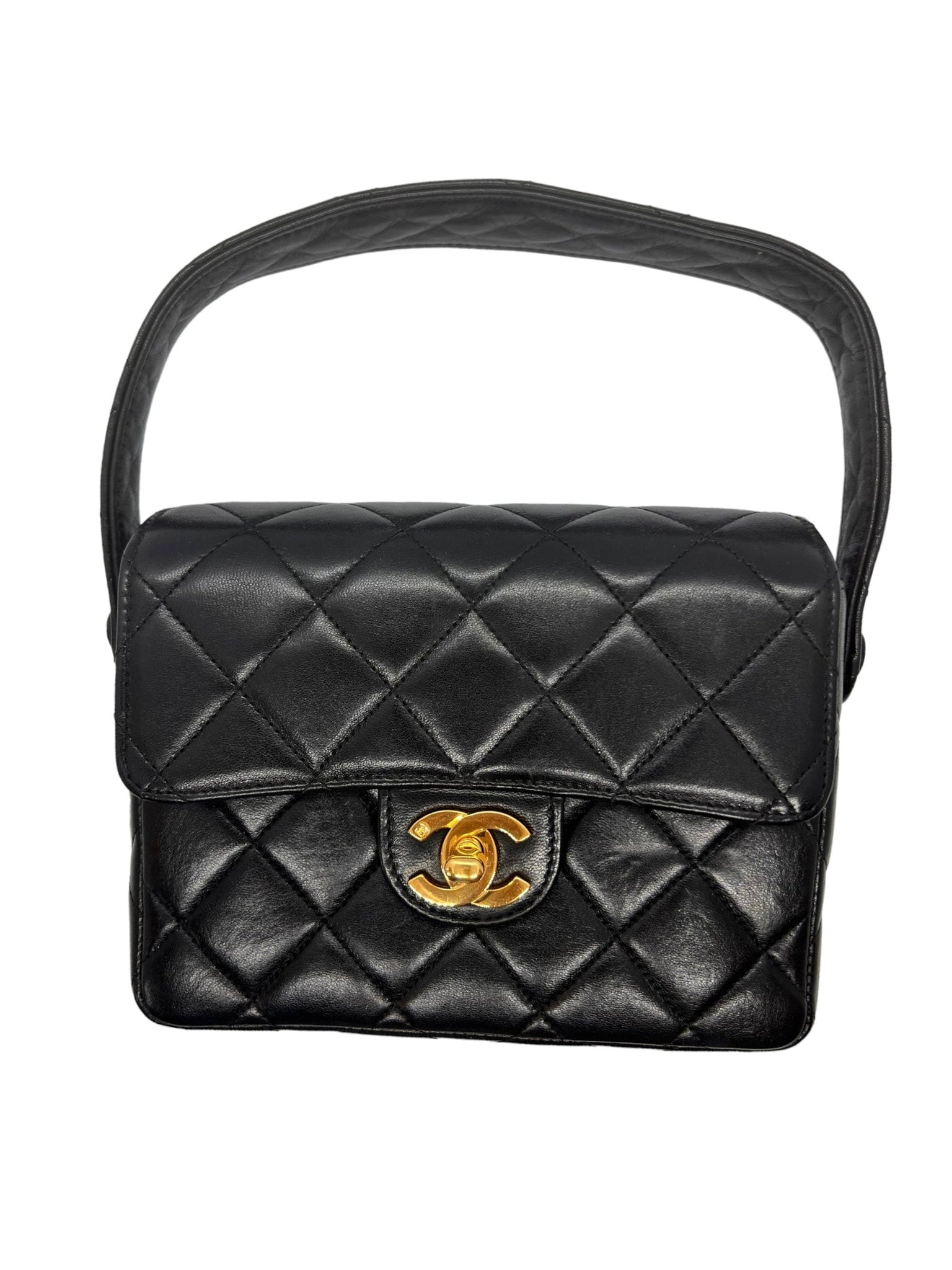 Chanel Vintage Black Lambskin Mini Square Shoulder Bag