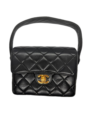 Chanel Vintage Black Lambskin Mini Square Shoulder Bag
