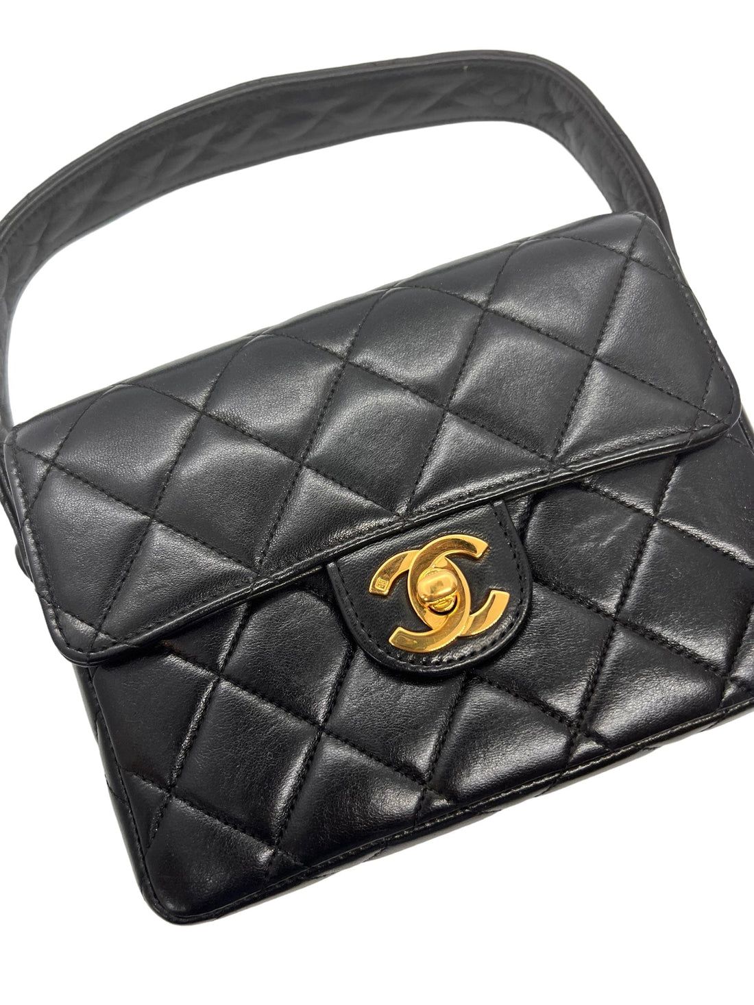 Chanel Vintage Black Lambskin Mini Square Shoulder Bag