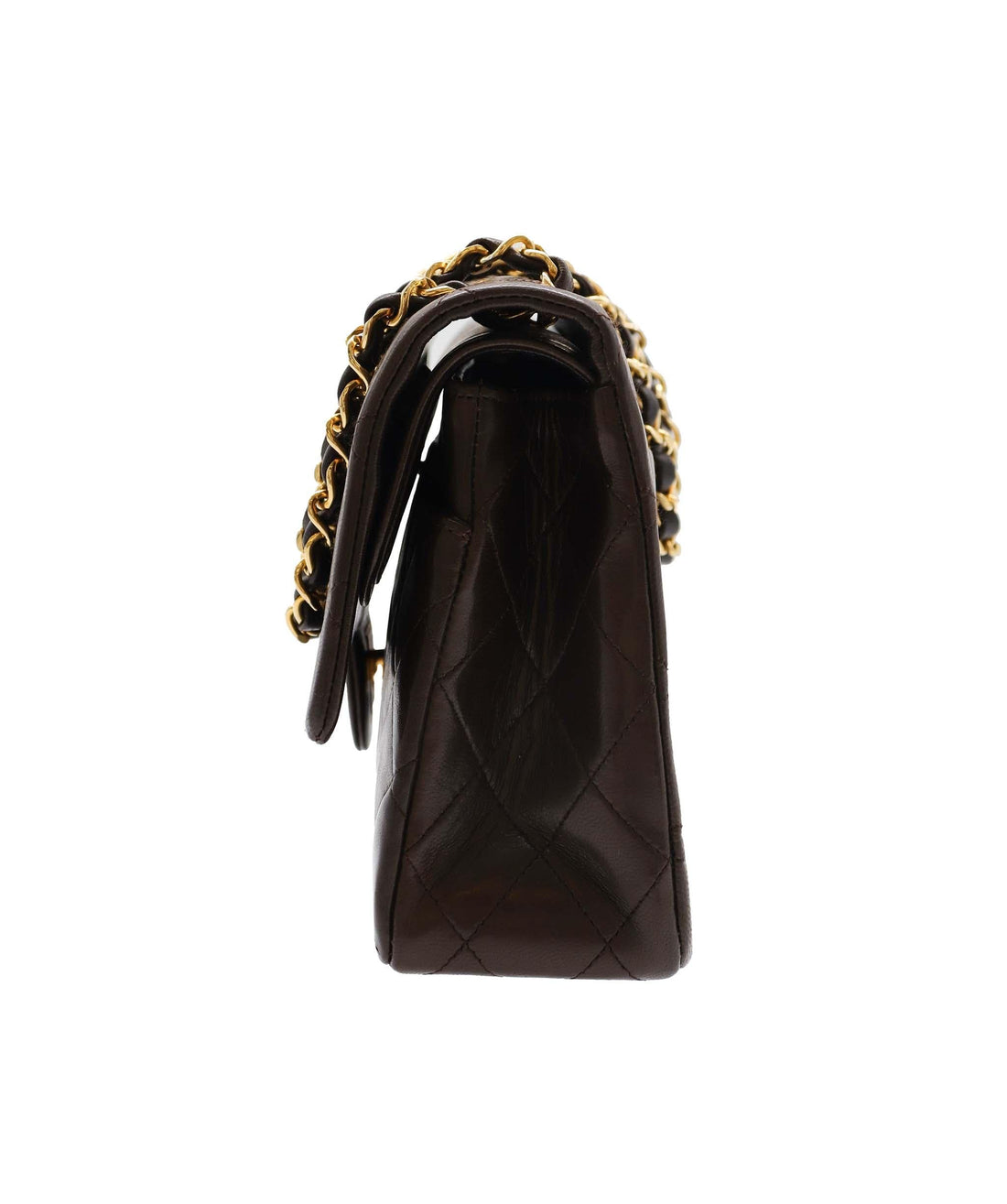 CHANEL VINTAGE CLASSIC FLAP MEDIUM CHAIN SHOULDER BAG BROWN LAMB SKIN DXBS2271