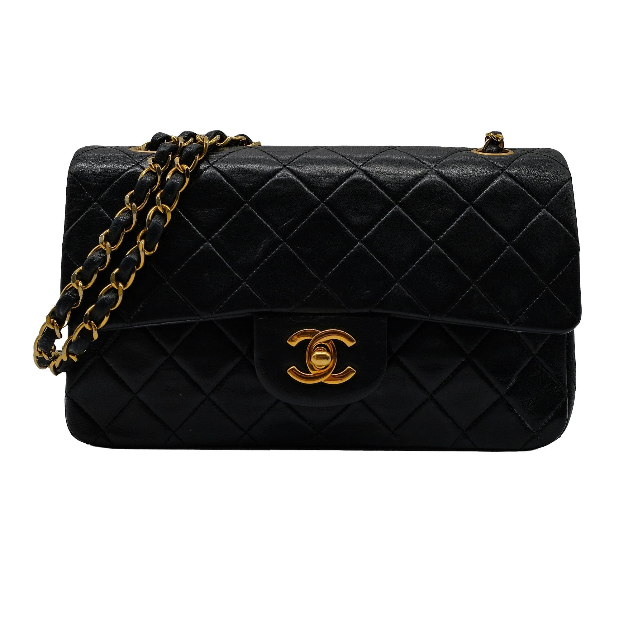 CHANEL VINTAGE CLASSIC FLAP SMALL BLACK LAMBSKIN GHW ASL10325