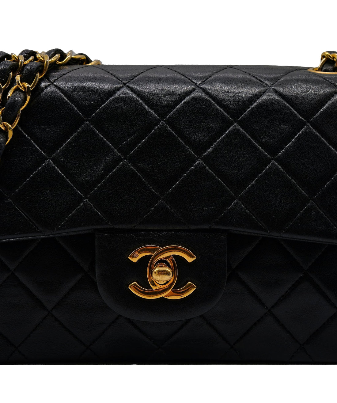 CHANEL VINTAGE CLASSIC FLAP SMALL BLACK LAMBSKIN GHW ASL10325