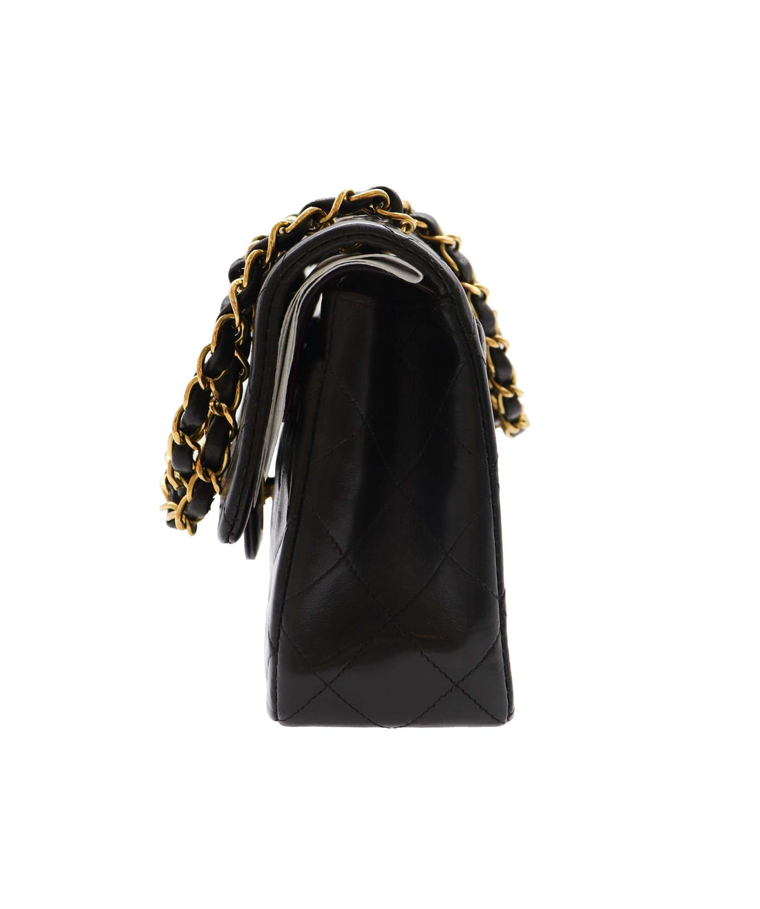 CHANEL VINTAGE CLASSIC FLAP SMALL CHAIN SHOULDER BAG BLACK LAMB SKIN DXBS2218