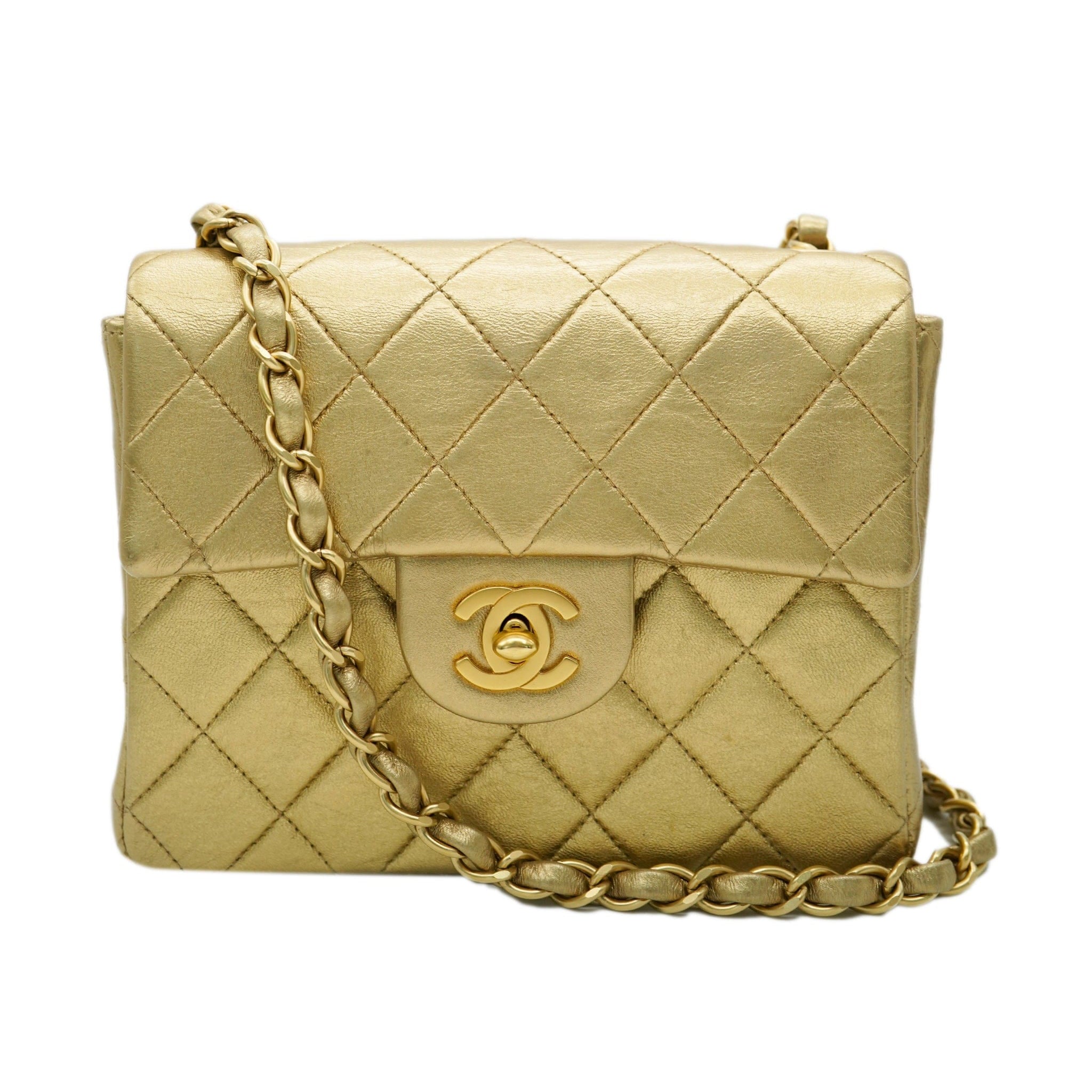 Chanel Vintage Gold Mini Square 17 Chain Shoulder Bag DBXS0022