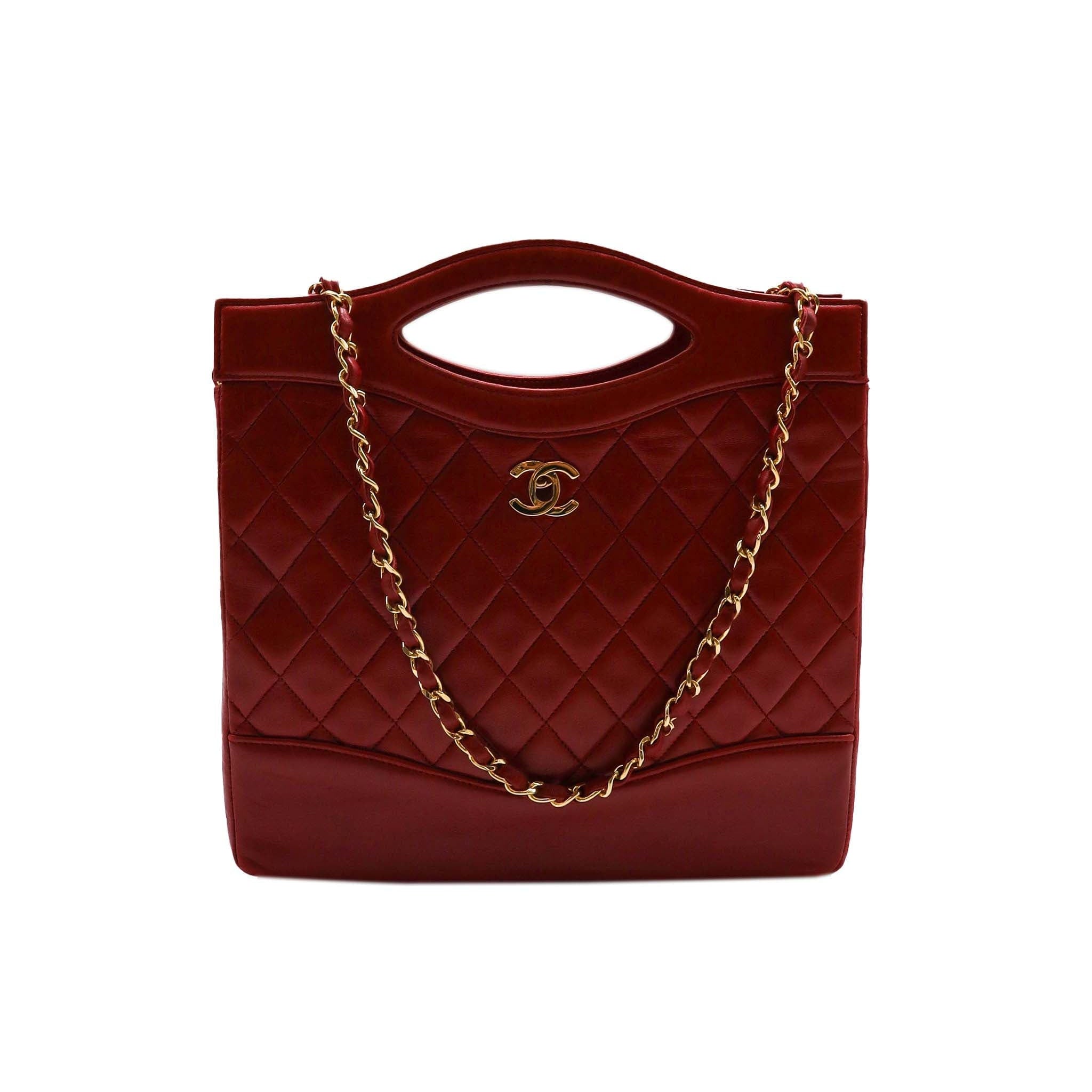 CHANEL VINTAGE MATELASSE BAG RED LAMBSKIN 90244686