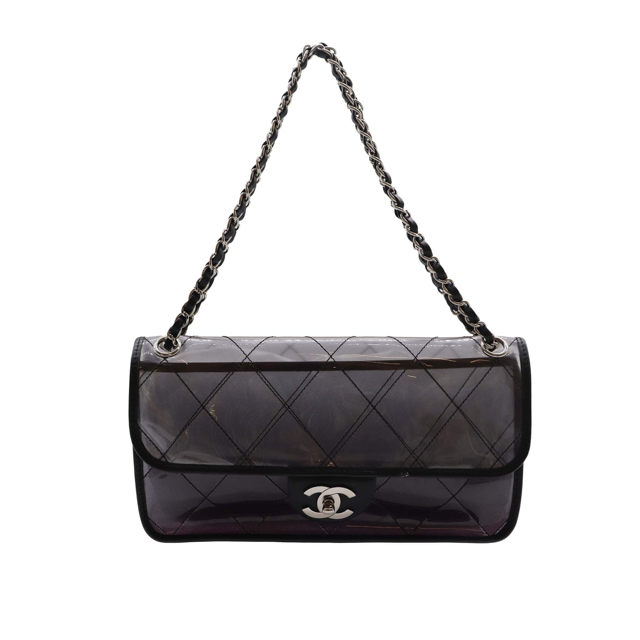 CHANEL VINTAGE MATELASSE CHAIN SHOULDER BAG BLACK VINYL LEATHER 90249473 DXBS2272