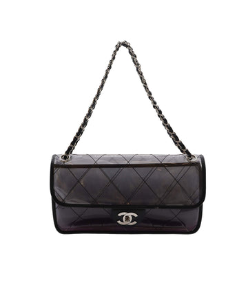 CHANEL VINTAGE MATELASSE CHAIN SHOULDER BAG BLACK VINYL LEATHER 90249473 DXBS2272