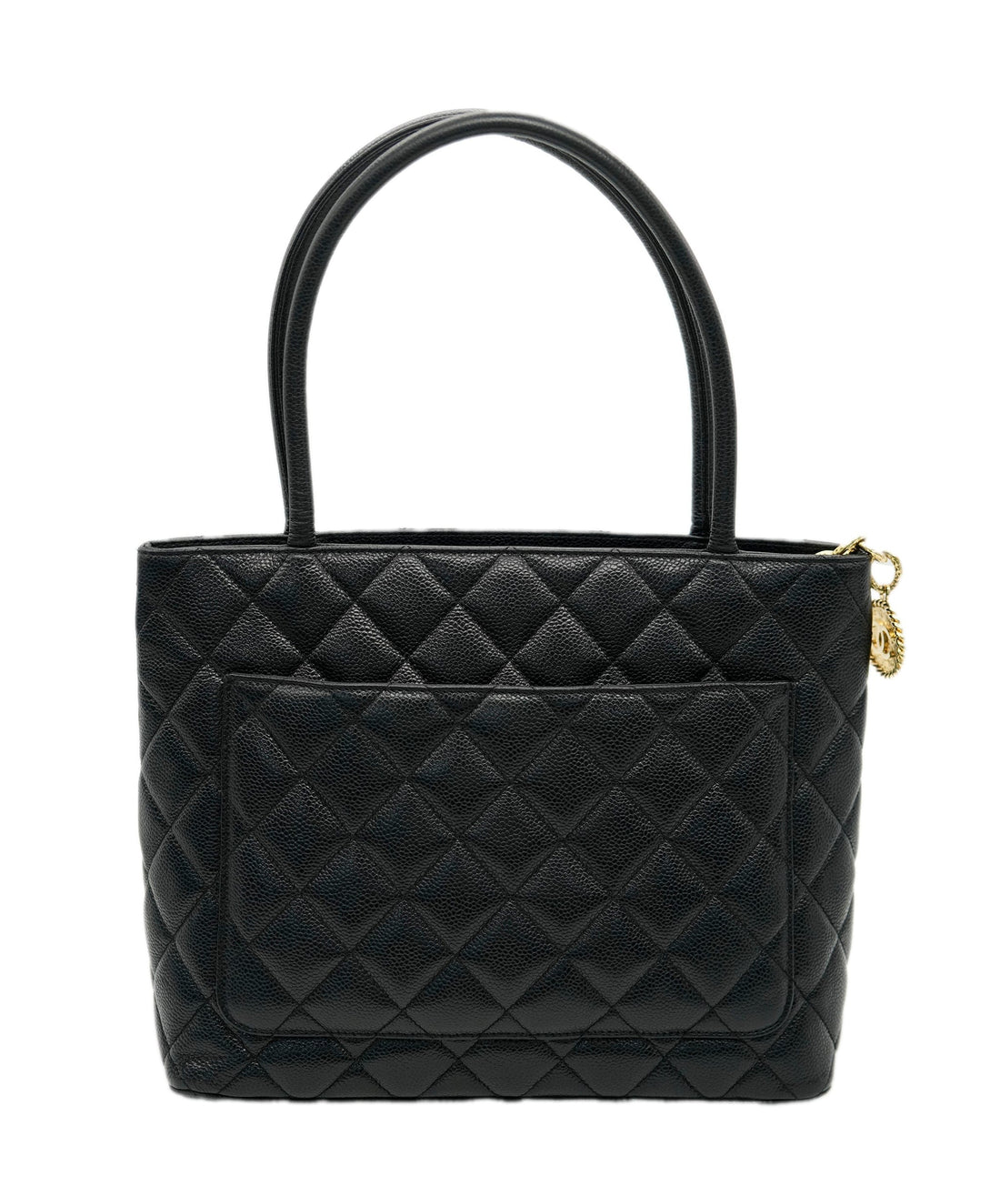 CHANEL VINTAGE MEDALLION TOTE BAG BLACK CAVIAR SKIN DBXS2150