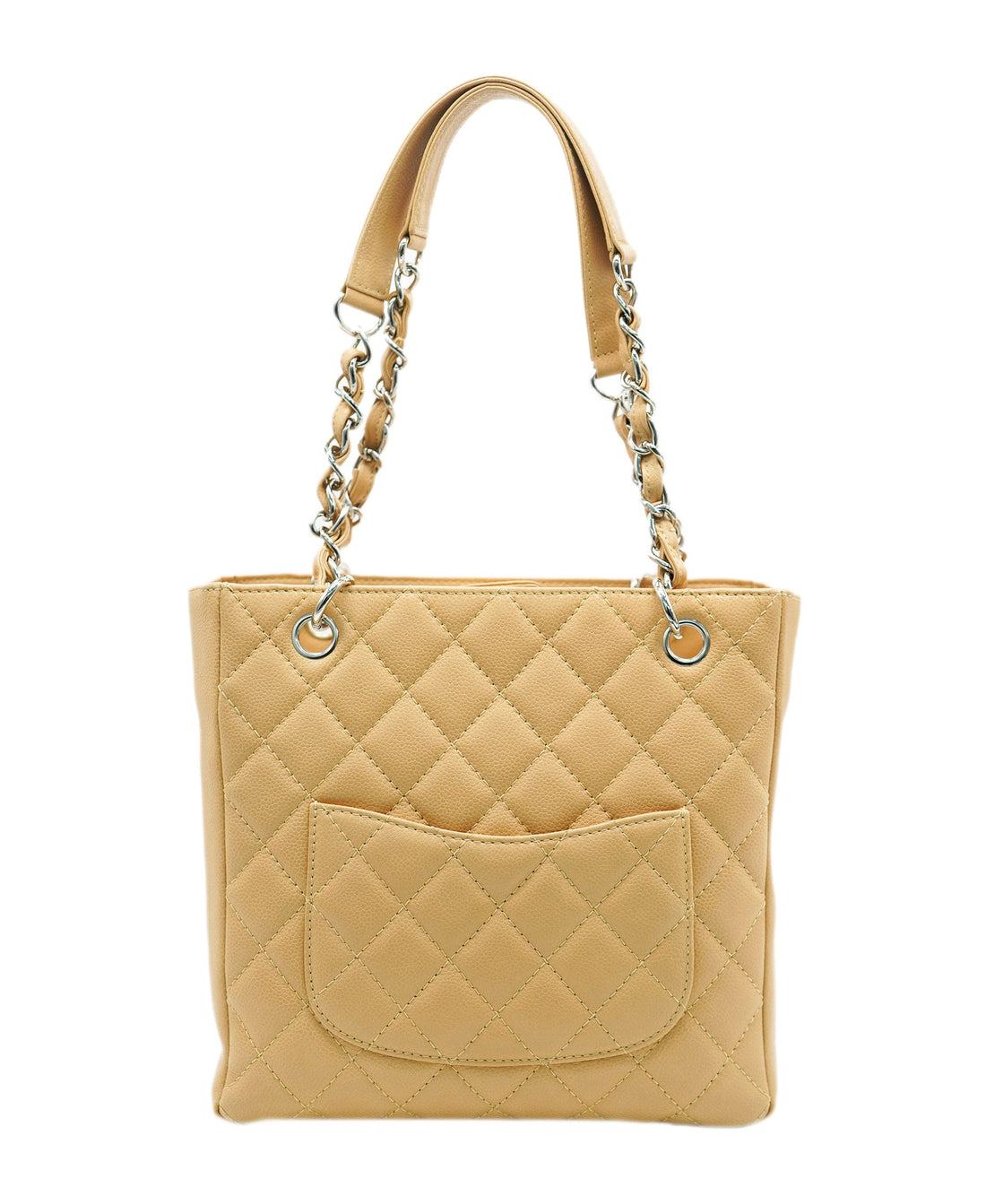 CHANEL VINTAGE PST TOTE BAG BEIGE CAVIAR SKIN DBXS2163