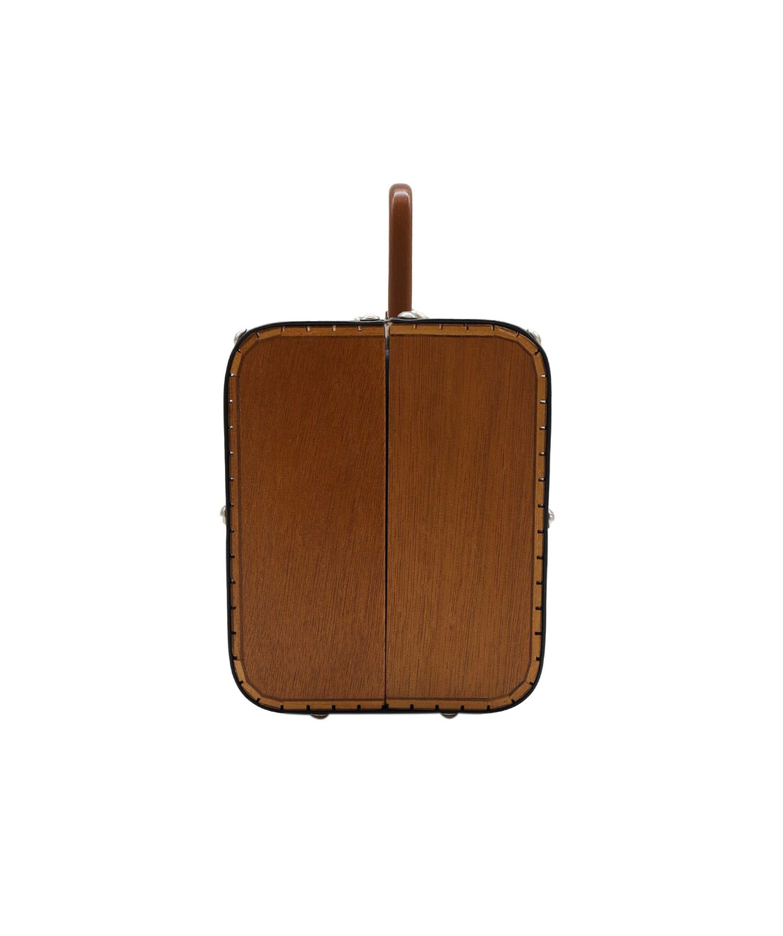 CHANEL VINTAGE WOOD VANITY HAND BAG WOOD LEATHER BROWN 90233410 DXBS2286