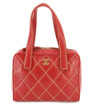 CHANEL Wild Stitch Hand Bag Leather Red Gold Hardware Vintage Wild stitch Bag with auth card & DB 90224202