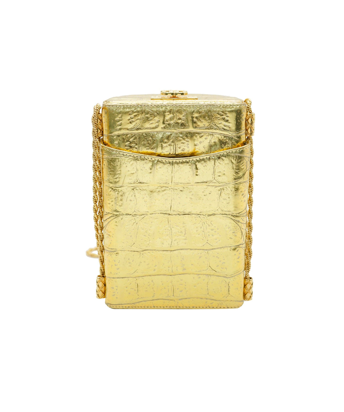 *COLLECTOR'S PIECE* CHANEL GOLD CROC EMBOSSED VANITY CASE BAG IN CALFSKIN LEATHER WITH GOLD HARDWARE DXBS2073