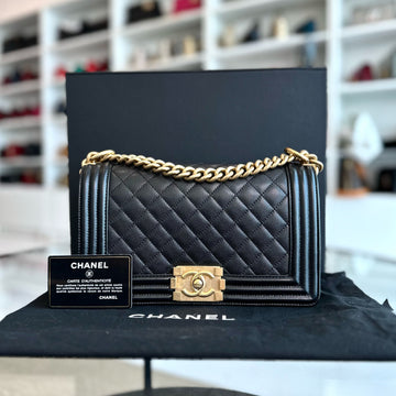 Boy Caviar Old Medium 25CM Quilted Leboy Black GHW No 26