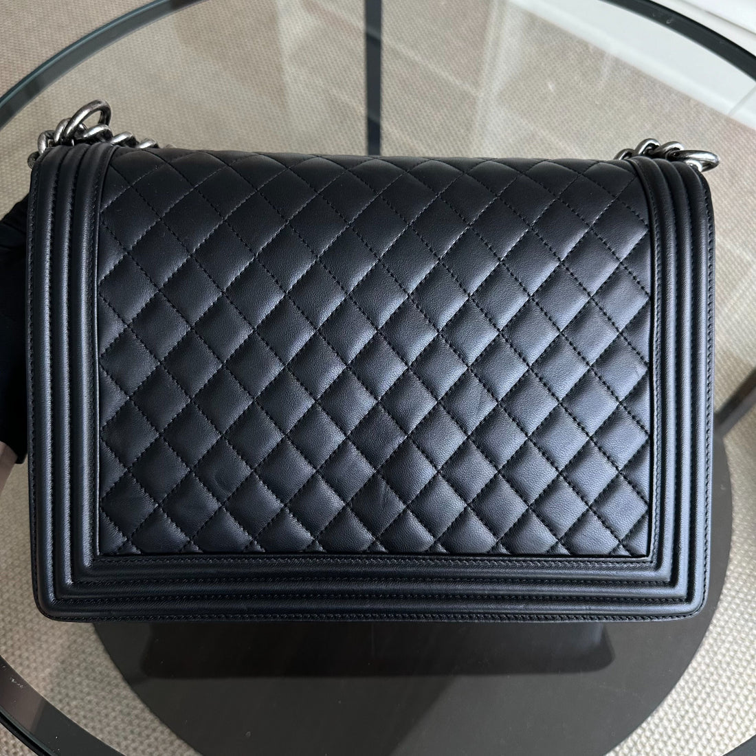 Boy Large 30CM Quilted Lambskin Black RSHW No 16