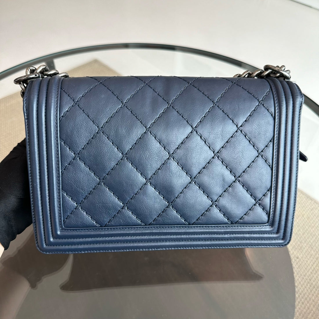 Boy New Medium 28CM Calfskin Leboy Dark Blue No 18