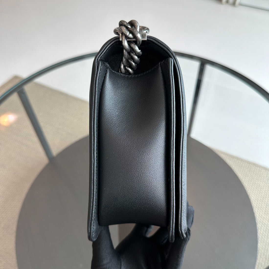 Boy New Medium 28CM Lambskin Black RSHW No 18