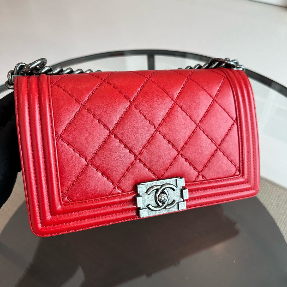 Boy Old Medium 25cm Calfskin Red RSHW No 1