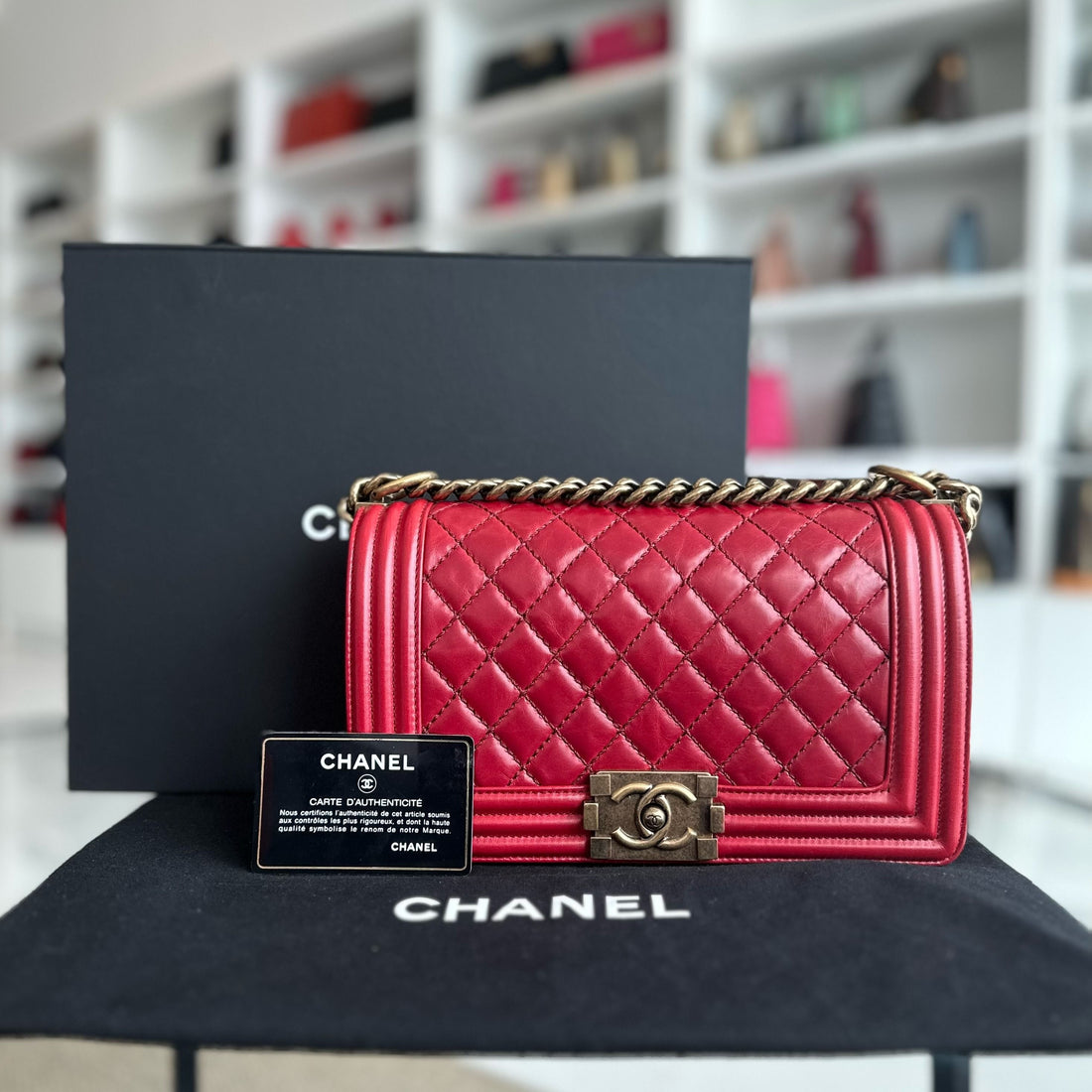 Chanel Boy Medium - 25CM Glazed Calfskin with Antique GHW No 17