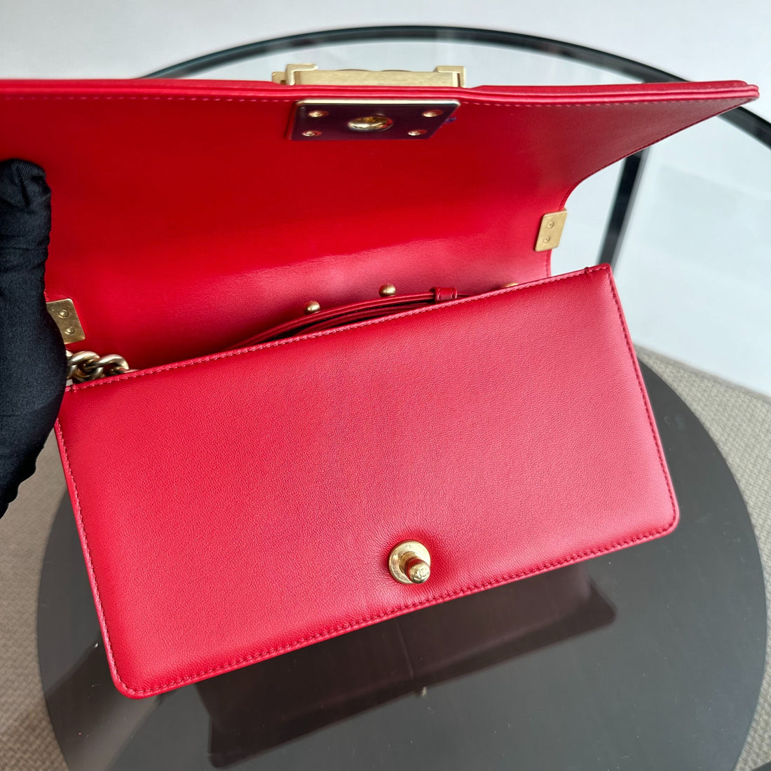 Boy Old Medium 25CM Lambskin Leboy Red GHW No 21