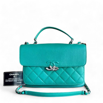 Chanel Caviar 25CM 2017 Urban Handle Quilted Grained Calfskin Green Blue Silver Hardware Series 23