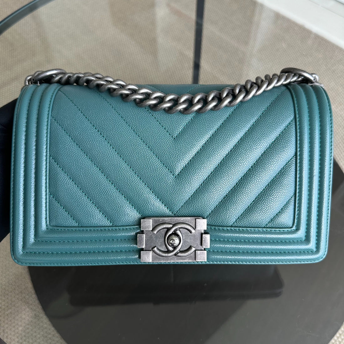 Caviar Boy Old Medium 25CM Chevron Green Blue Leboy RSHW No 24